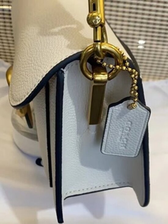 Coach Ivory Leather Shoulder Bag with Gold Accents - Picture 3 of 6